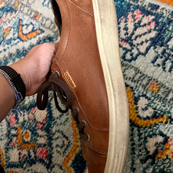 Ecco Men's Brown Leather Soft Sneakers - Picture 3 of 6